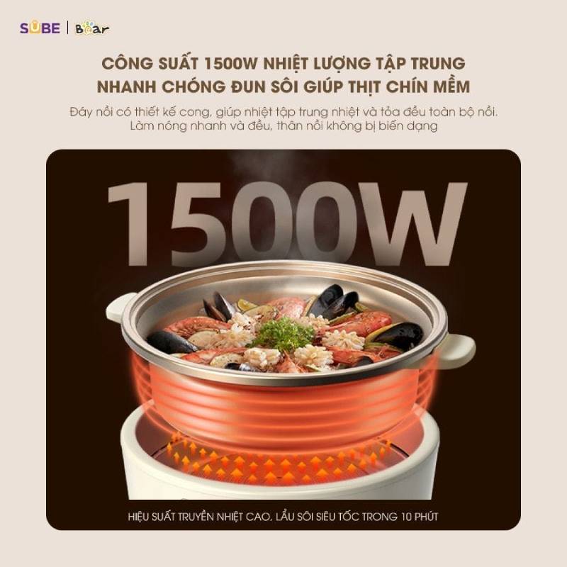 Công suất mạnh mẽ, làm nóng nhanh chóng