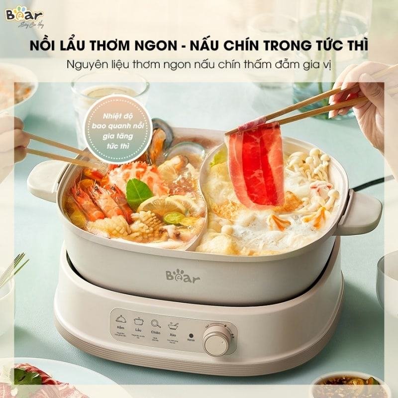 Đặc điểm nổi bật của nồi lẩu 2 ngăn Bear 6L