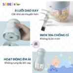 Thiết kế đơn giản, tiện lợi với 8 lưỡi dao giúp xay đồ ăn dặm cho bé nhuyễn, mịn hơn