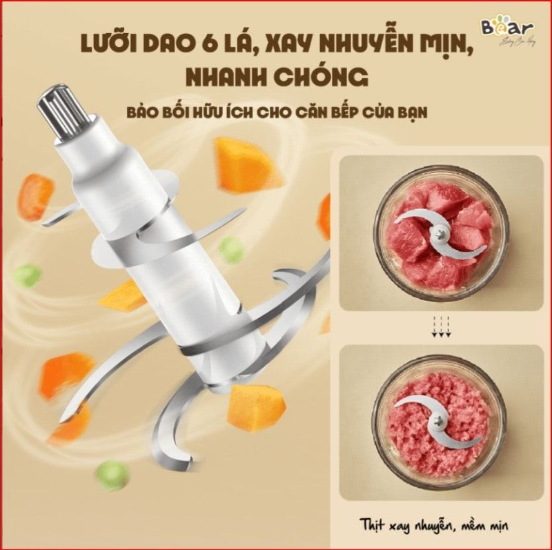 Xay nhuyễn mịn với lưỡi dao 6 lá