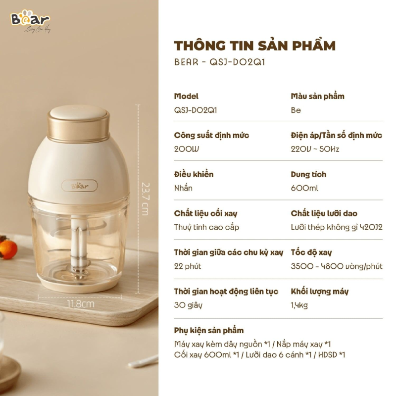 Đặc điểm nổi bật của máy xay ăn dặm Bear QSJ-D02Q1