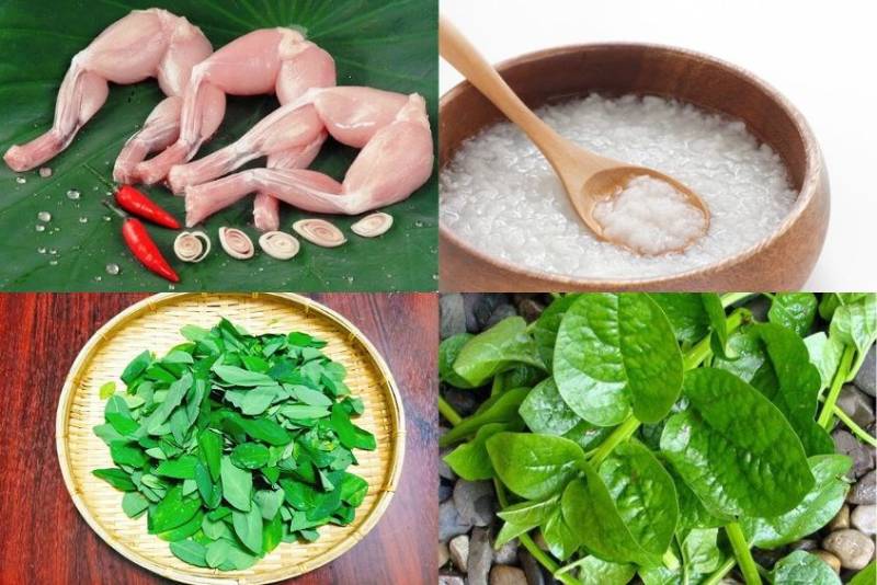 Nấu cháo ếch cho bé ăn với rau ngót