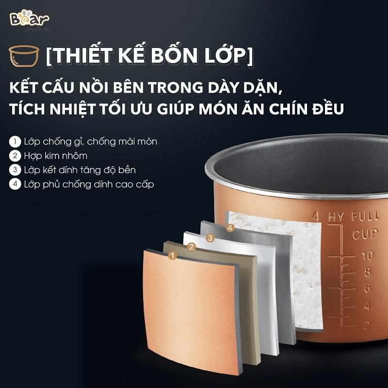 Kết cấu nồi dày dặn, giữ nhiệt lâu