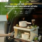 Thiết kế nhỏ gọn dễ dàng mang theo với tay cầm gấp gọn 