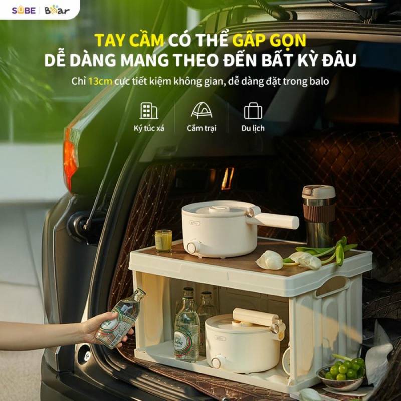 Thiết kế nhỏ gọn dễ dàng mang theo với tay cầm gấp gọn
