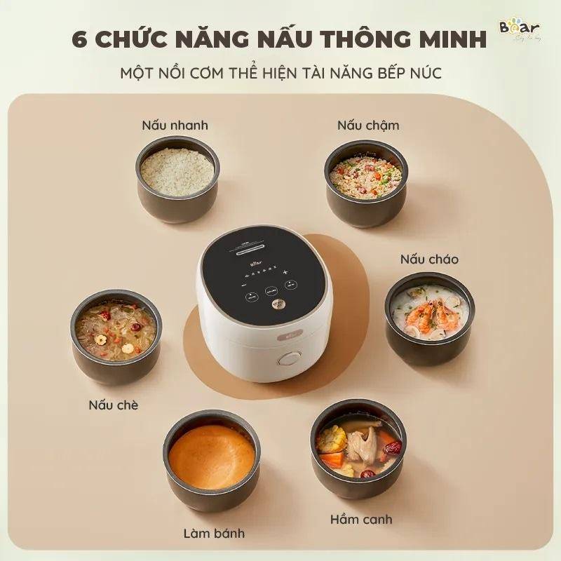 Tính năng hiện đại với 6 chức năng nấu