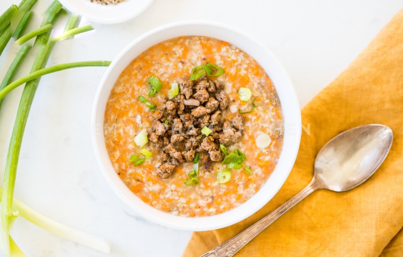 Cháo thịt bò + cà rốt