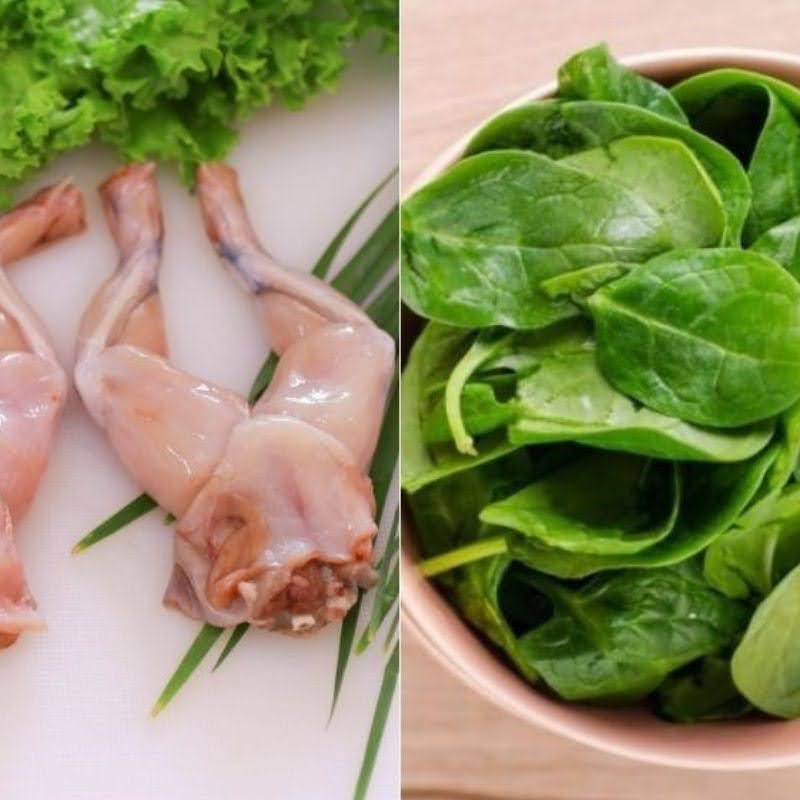 Cháo ếch với rau mồng tơi