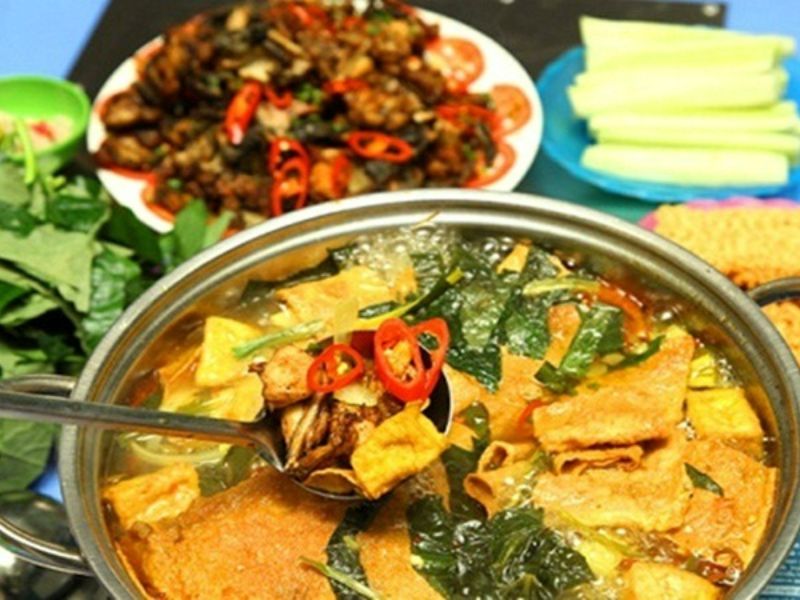 Cách nấu lẩu ếch măng cay