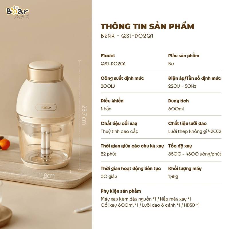 Đặc điểm nổi bật của máy xay ăn dặm Bear QSJ-D02Q1