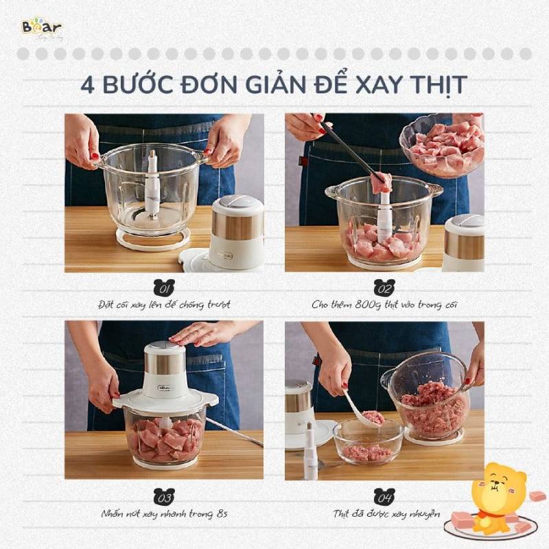 Máy xay thịt Bear SB-MA02L thiết kế đẹp