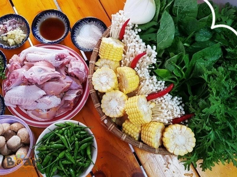 Nguyên liệu làm món lẩu gà ớt hiểm