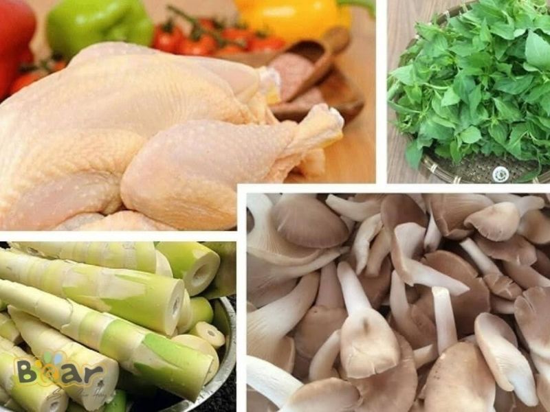 Nguyên liệu nấu lẩu gà lá é