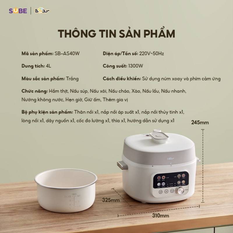 Đặc điểm nổi bật của nồi áp suất Bear 4L SB-AS40W